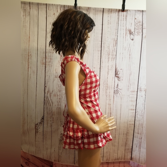 🤍 EUC Forever Red & White Button Down Checkered Top Size L - Picture 3 of 6